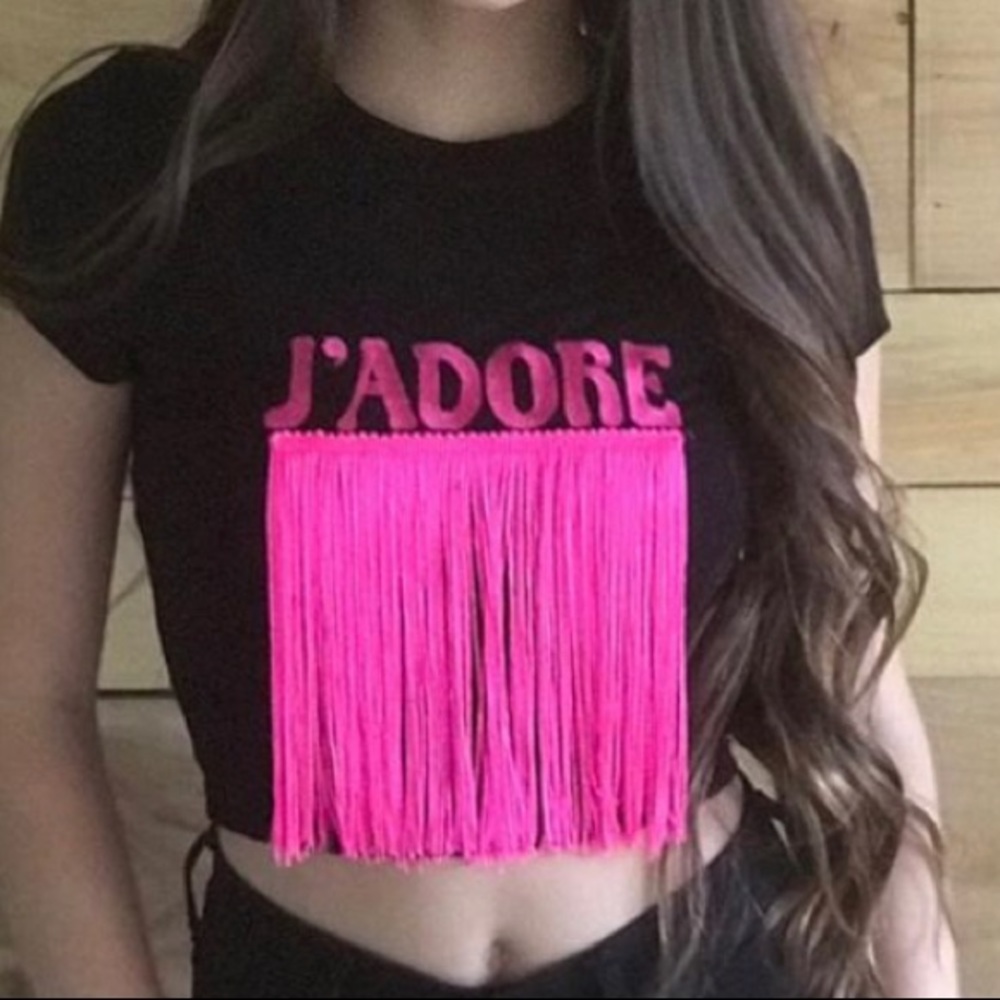 J’Adore Pink Fringe Crop AXS or Junior XL